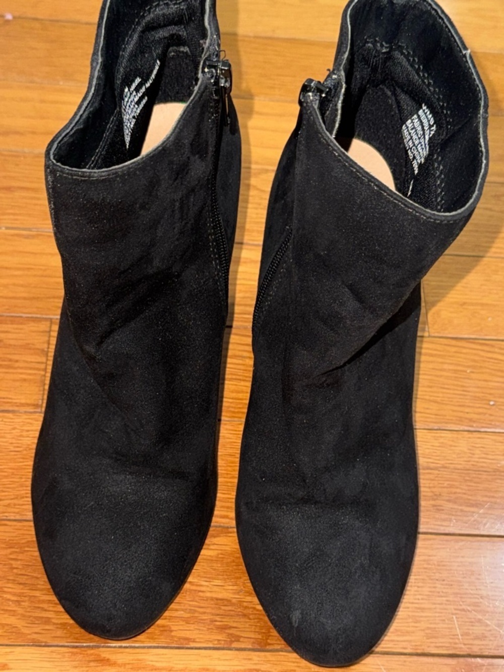 Women’s Black Suede-Look Ankle Boots with Side Zip
